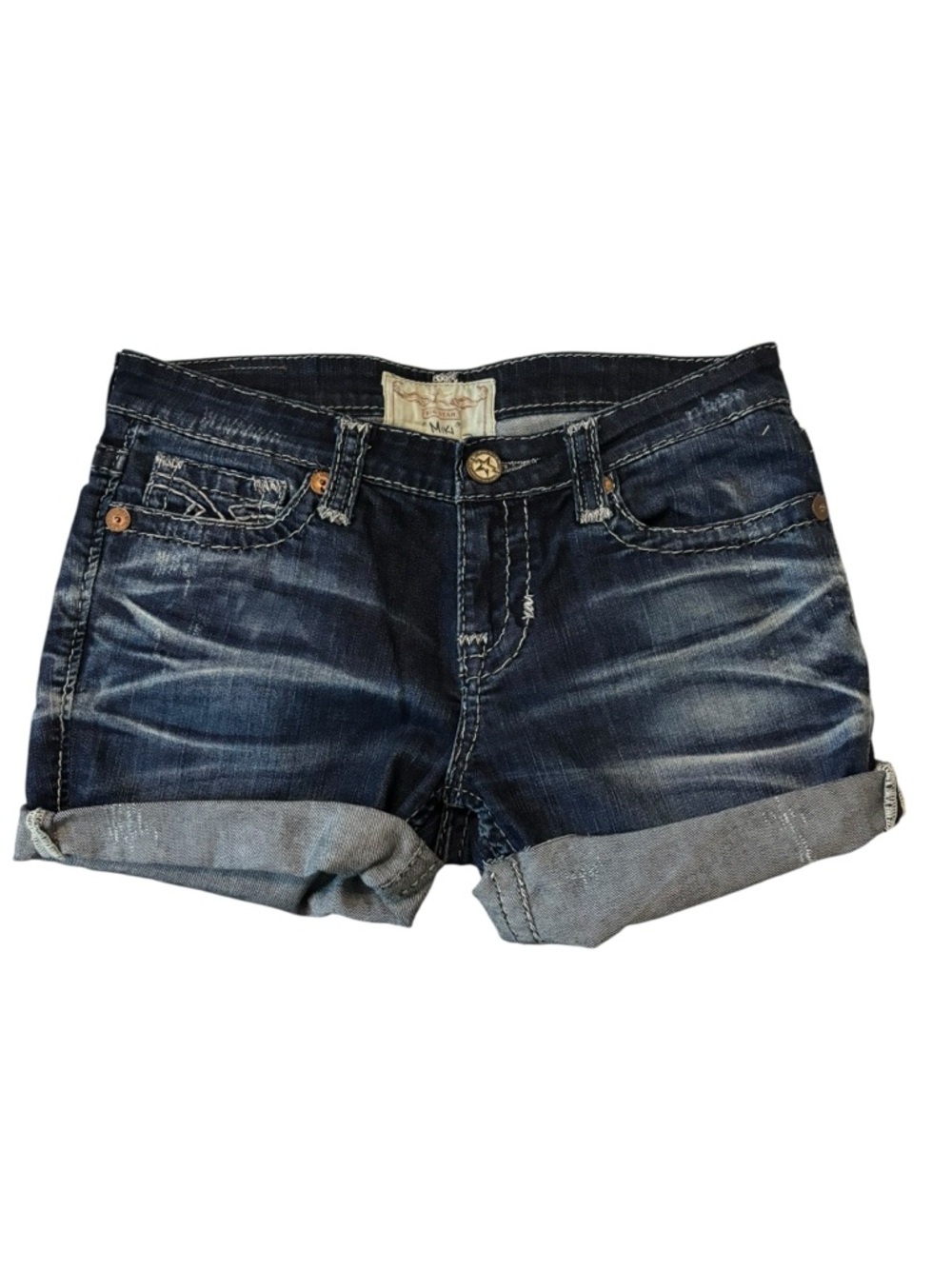 Big Star | Women's Dark Wash Rolled-Cuff Denim Shorts miki 27